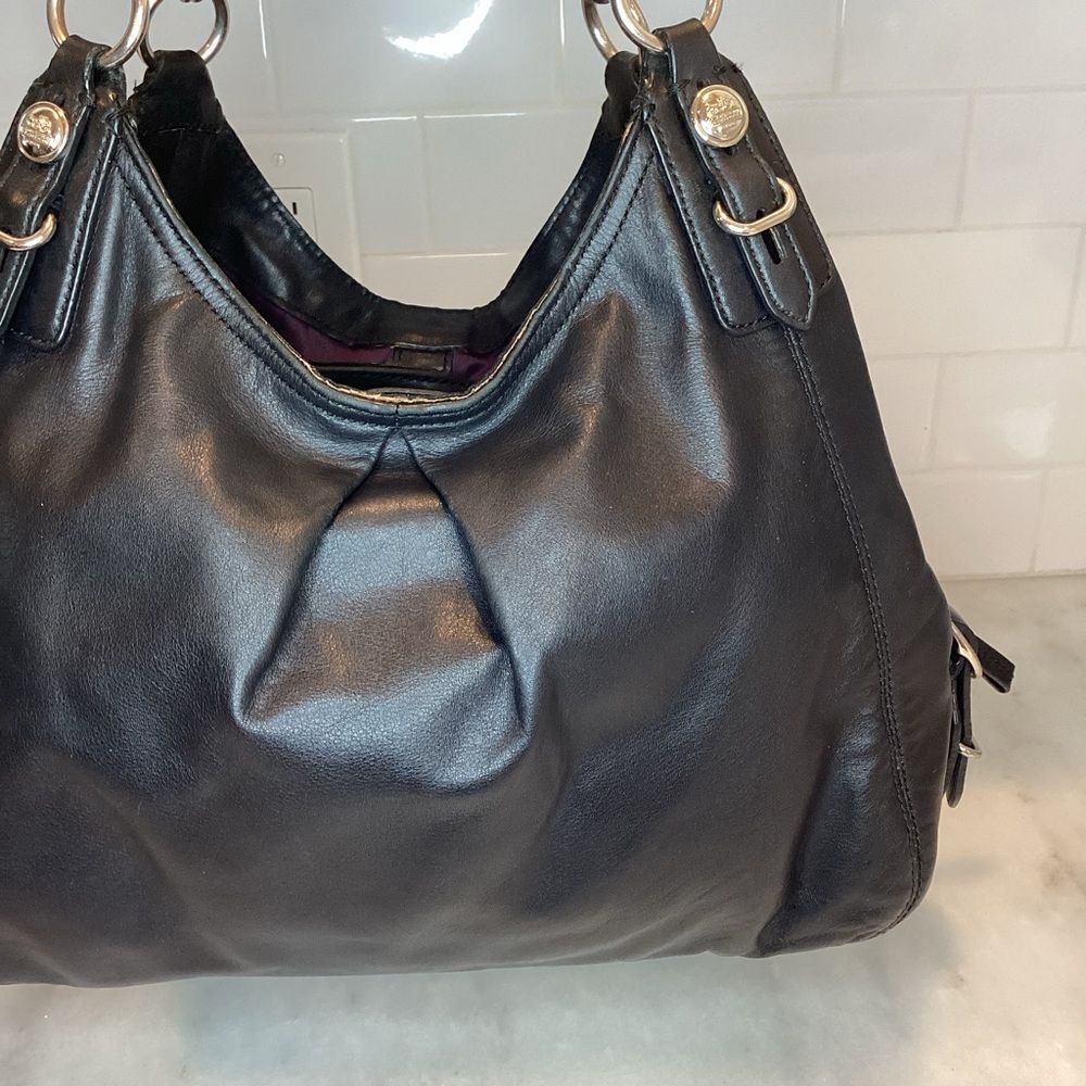 Coach Bag Purse Handbag Leather Maggie Mia Black Hobo Shoulder Bag Pocketbook #1 - Picture 5 of 15